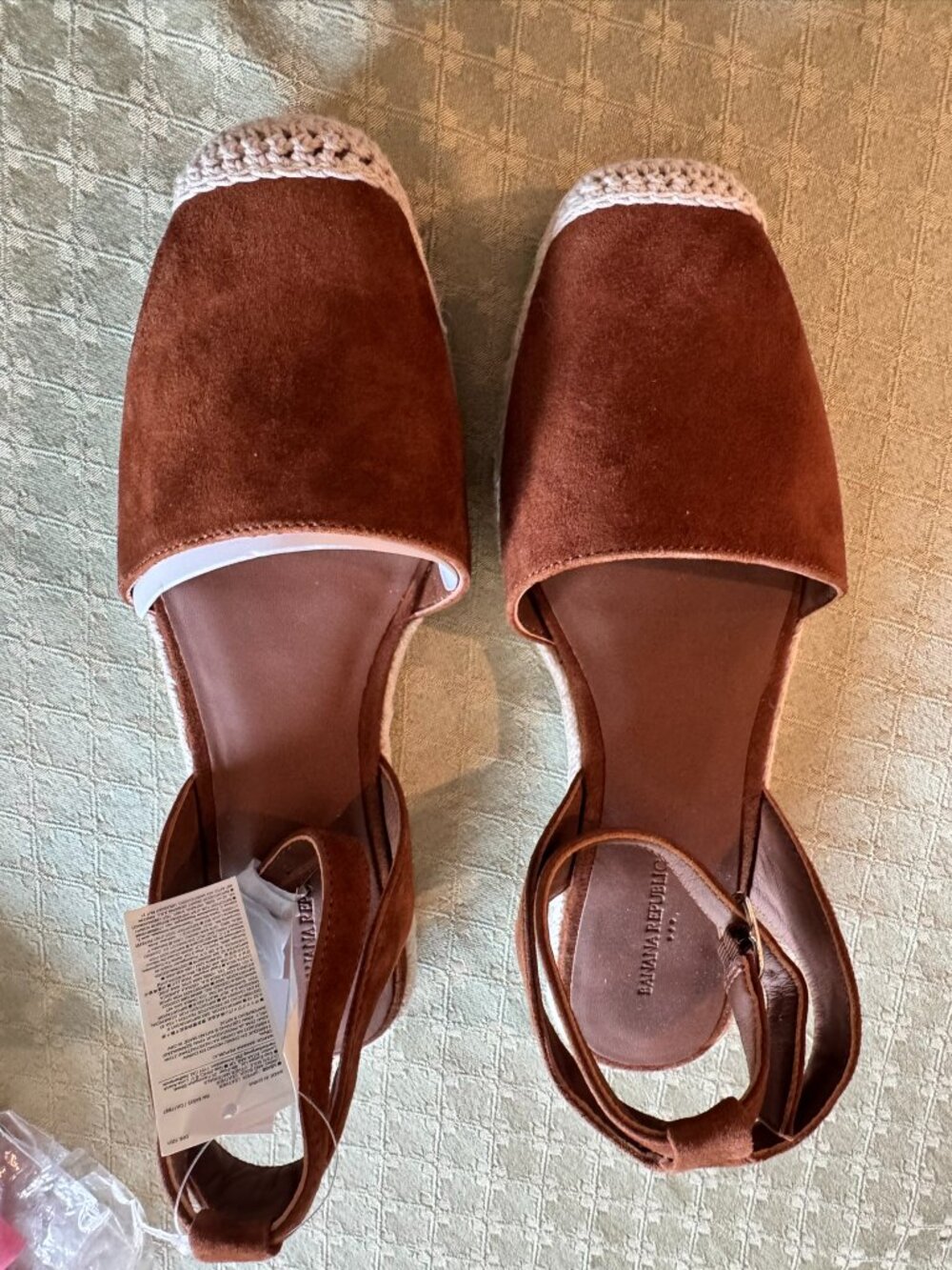 Banana Republic Brown Espadrille Slingback Flats with Cream Toe Trim